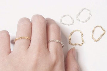 水波鍊 純銀手工鍊戒 金銀兩色