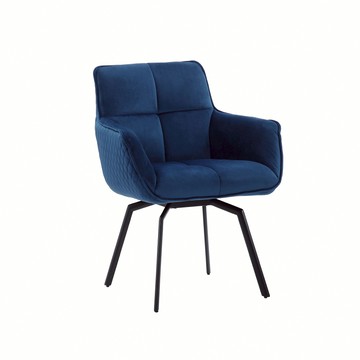 E-home Chris克里斯絨布扶手旋轉休閒餐椅-四色可選藍色