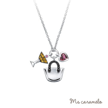 送禮物 [現貨商品]【焦糖小姐Ms caramelo 】925銀鍍K白 碧璽項鍊(黃水晶 黑剛玉 石榴石項鍊)