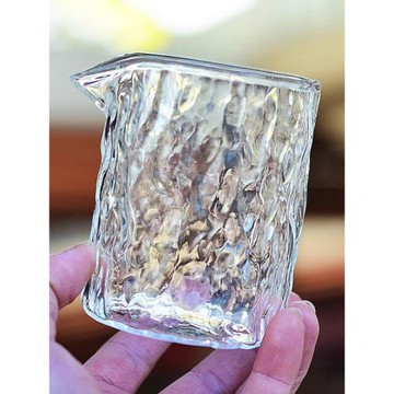 家用公道杯樹皮茶杯錘紋玻璃功夫茶具日式水墨風泡茶琉璃茶漏ins