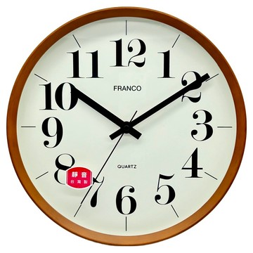FRANCO 台暐 典藏木紋靜音掛鐘  胡桃木色外框