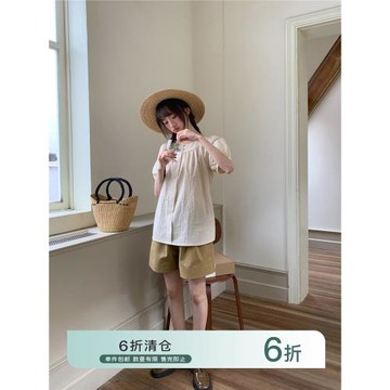 你好卡農 韓系寬邊直筒短褲女夏季2024新款小個子高腰顯瘦闊腿褲