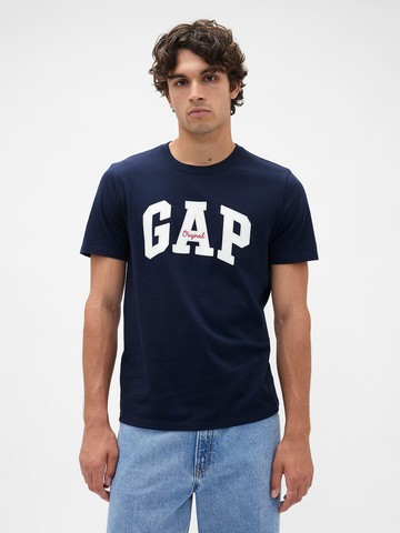 男裝 Logo純棉印花圓領短袖T恤-海軍藍