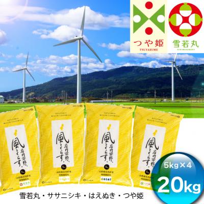 ふるさと納税 庄内町 庄内平野、風と暮らす　庄内米食べ比べセット(5kg×4種)