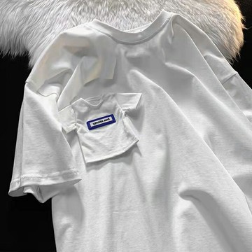 美式復古vintage白色短袖t恤女夏季寬松ins設計感小眾港風上衣服