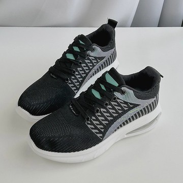 飛織輕盈男女運動休閒鞋-黑/白綠 1AL007/2AL007