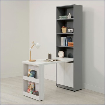 4尺桌面書櫃組(書桌+書櫃)置物櫃 收納櫃 隔間櫃 玄關櫃【163B56005】Leader傢居館163-M321+M323+M312