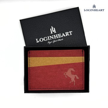 LOGINHEART｜一馬當先・紅棕 免取卡正面感應卡夾 名片夾 可客製  悠遊卡/各類卡片 直接感應不受其他卡片干擾