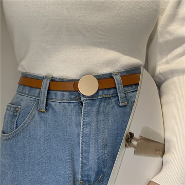 皮帶女ins風復古簡約百搭圓扣休閑個性牛仔褲學生時尚腰帶潮
