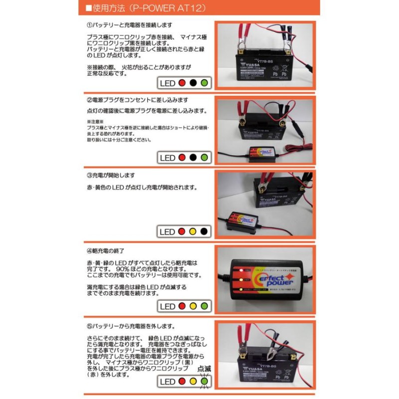 バイクバッテリー充電器セット ◇ PerfectPower充電器 + 台湾ユアサ YTX9-BS 充電済 互換 DTX9-BS FTX9-BS  GTX9-BS 初期充電済 即利用可 | LINEショッピング