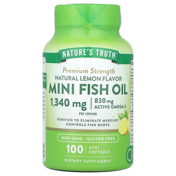 Nature's Truth, 迷你魚油，特強型，天然檸檬味，100 粒迷你軟膠囊（每粒軟膠囊 670 毫克）