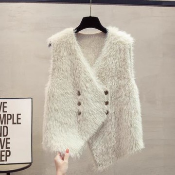 馬甲針織開衫春秋2025新款仿水貂絨毛衣女士背心寬松外搭冬季坎肩