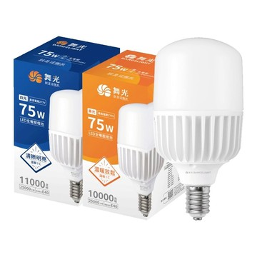 DanceLight 2入組 75W E40 大燈泡 高天井燈泡 球泡燈 燈泡 寬電壓 白光 黃光
