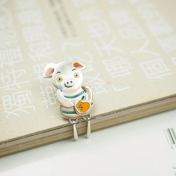 十二生肖琺瑯飾品系列 可愛豬動動趣味胸針