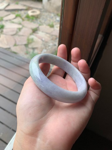 丨海棠丨豆種春帶彩翡翠手鐲 圈口62.8 緬甸玉A貨