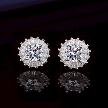 隔日到貨 亞馬遜女神 0.5克拉 50分 莫桑鑽 耳環 八心八箭 耳針 耳釘E183