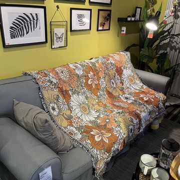 美式復古小清新碎花沙發毯辦公室午睡毯針織沙發毯沙發巾掛毯蓋毯