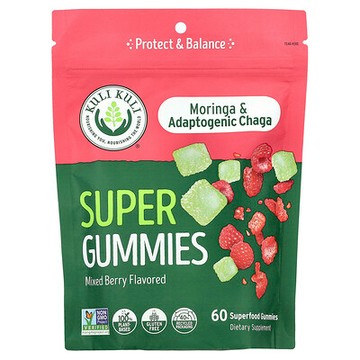 Kuli Kuli, 超級軟糖，辣木和適應性白樺茸，混合漿果味，60 粒 Superfood 軟糖