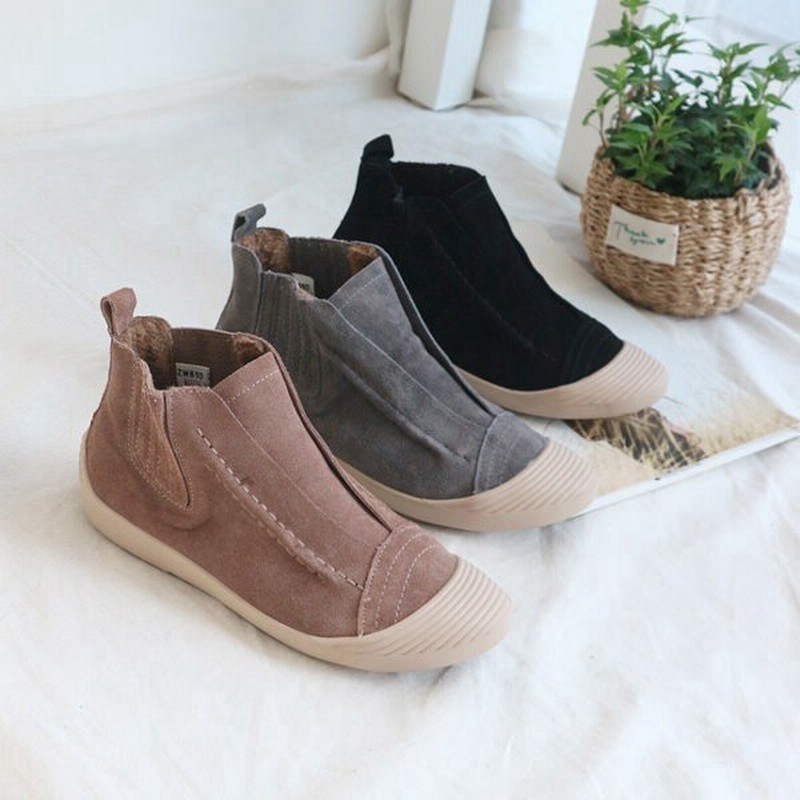 スニーカー ハイカット レディース 牛革 ファー キャップトゥ 紐なし スリッポン フラットシューズ 靴 レディースシューズ ブラック ベージュ グレー 黒 通販 Lineポイント最大0 5 Get Lineショッピング