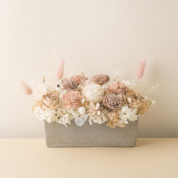 原粹長型水泥盆開幕花禮 新居落成 生日禮物 永生花 索拉花 禮物