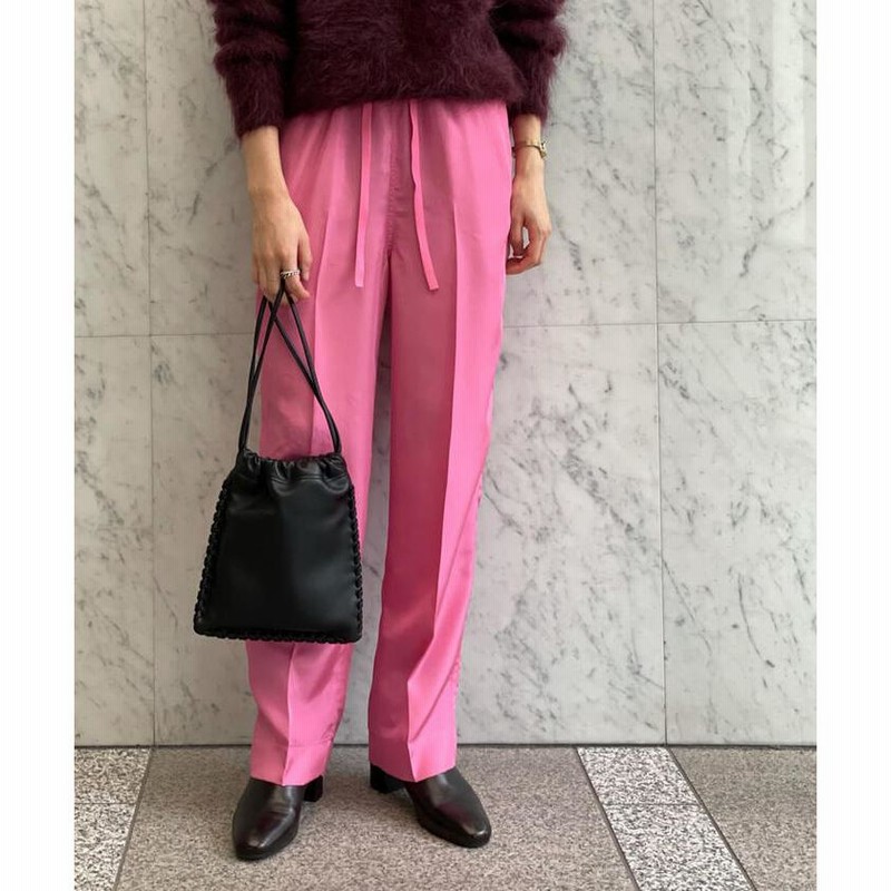 MACPHEE】シャイニープレーンソリッド イージーストレートパンツ