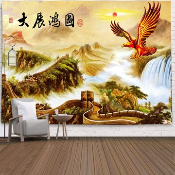 《流水生財招財風水掛布》客廳臥室裝飾掛布裝飾布藝術牆家居生活裝飾壁畫壁掛布簾掛畫裝飾掛毯壁毯居家牆布沙灘巾轉運掛毯