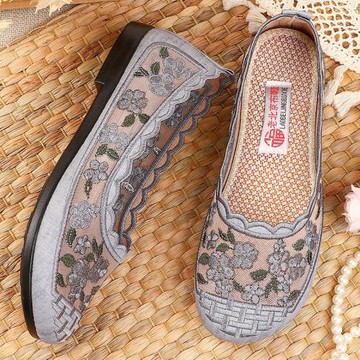 夏季老北京軟底透氣鏤空網面涼鞋復古媽媽鞋女網鞋防滑中老年布鞋