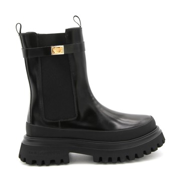 Dolce & Gabbana - Black Leather And Canvas Logo Boots