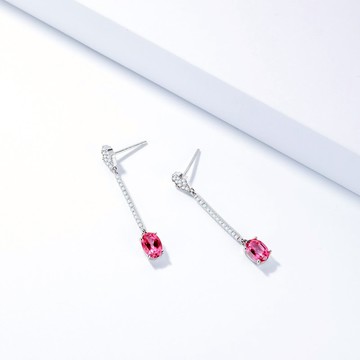 粉紅托帕石耳環 | 天然石925純銀鍍白金耳飾 | 天然水晶禮物