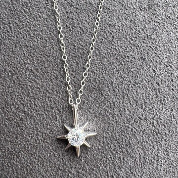 八心八箭 莫桑鑽 0.25ct  925純銀 北極星設計鎖骨鍊