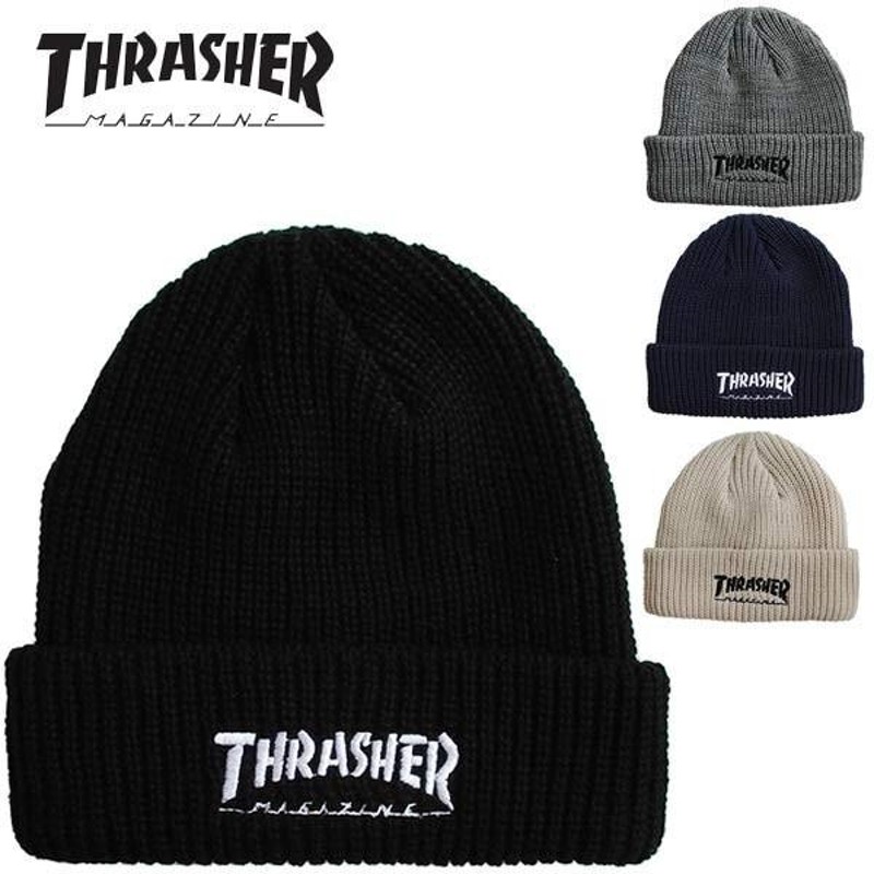 THRASHER スラッシャー ロゴ刺繍 ニット帽 ビーニー キャップ | LINE