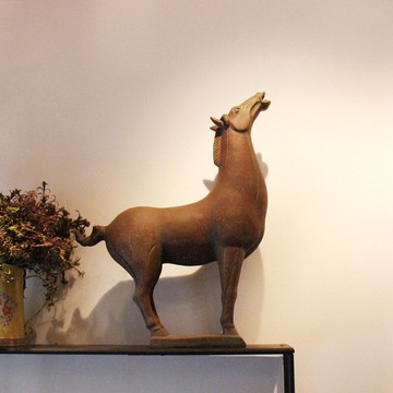 新中式復古唐代戰馬擺件 家居玄關飾品馬到成功 美式鄉村櫥窗陳列