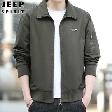 JEEP SPIRIT春秋款夾克男士翻領全棉工裝多袋運動休閑外套上衣男
