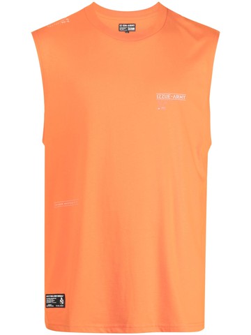 izzue - logo-print cotton tank - men - Cotton - M - Orange