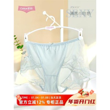 彩田性感蕾絲內褲女24春夏新款牛奶冰絲無痕不夾PP茶多酚抑菌短褲
