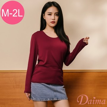 女生 (M-XXL)石墨烯女圓領無重力機能保暖衣(輕、薄、暖)_暗紅#1772