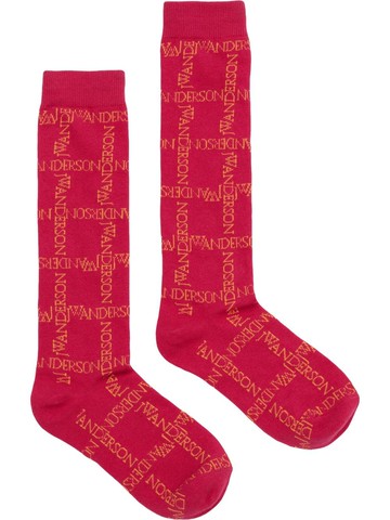 JW Anderson - monogram-knit socks - unisex - Cotton/Polyester/Elastane - L - Pink