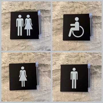 消光黑壓克力雙面側掛無障礙廁所標示牌 指示牌 歡迎牌 商業空間 洗手間 無障礙 社區大樓 公共空間