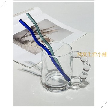 ins風網紅玻璃吸管波浪形咖啡果汁彩色耐高溫環保攪拌棒非一次性