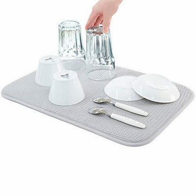 水切りマット 抗菌 速乾吸水マット 食器乾燥マット 丸めて収納 キッチン マイクロファイバー シンク上 棚シート Sanleaves 30x45cm