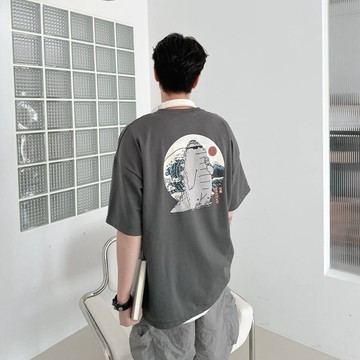 【20ss_select】韓國 浮世繪墨鏡恐龍短T 男生短袖 女生短袖 情侶短袖 情侶短T 上衣 T恤 大尺碼 落肩寬鬆