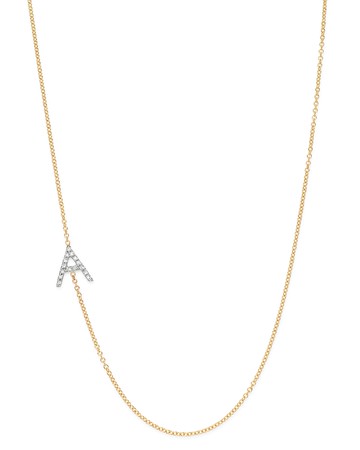 Zoe Lev 14K Yellow Gold Diamond Asymmetric Initial Necklace, 18