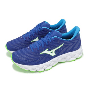 慢跑鞋 Wave Sky 8 男鞋 藍 綠 回彈 緩衝 平織網布 運動鞋 J1GC2402-53