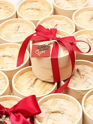 伴手禮蒸籠宴滿月酒生日隨手小包裝盒紅寶寶手提袋慶ins禮品特色1入