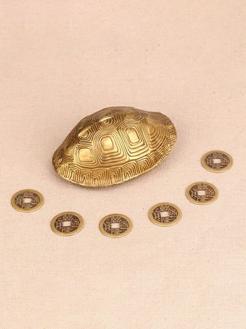 歐圣英銅烏龜殼八卦易經用品六爻工具周易64卦龜殼銅錢金錢卦動爻