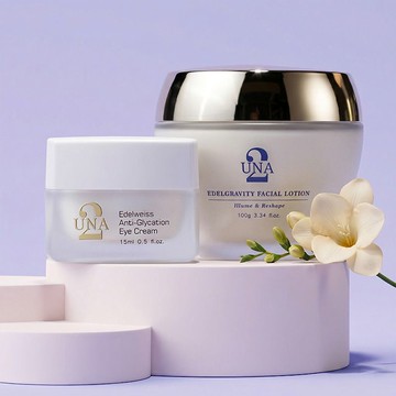 【75折】線條逆轉 雪絨花緊緻反重力乳液100ml(超大瓶的喔) - UNA+5%雪絨花抗醣化拉提緊緊眼霜 15ml - UNA ၄၃母親節၄၃