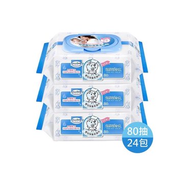 台灣 貝恩 嬰兒保養柔濕巾-無香料80抽(24包/箱)【公司宅配】
