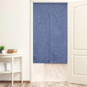 【嵐楓居家】仿棉麻純色自然風格門簾85*150cm-藍色_廠商直送