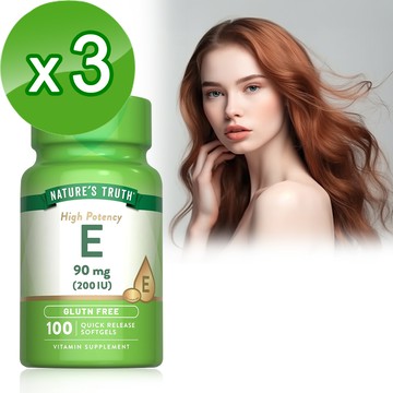 Natures Truth綠萃淨 維生素E 200 IU軟膠囊x3瓶組（100粒/瓶）_廠商直送