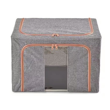 【YV 61347】100L牛津布鋼架折疊整理收納箱 雙開門單視窗可視 衣物棉被玩具置物箱 防水